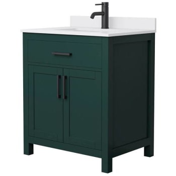 Image for Wyndham Beckett 30" Green Single Vanity, White Marble Top, Black Trim from HD Supply