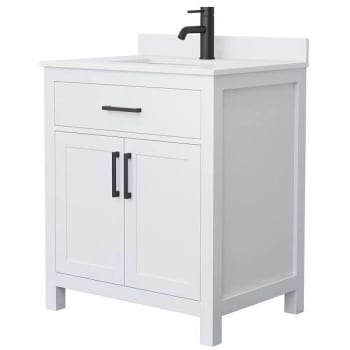 Image for Wyndham Beckett 30" White Single Vanity, White Marble Top, Black Trim from HD Supply