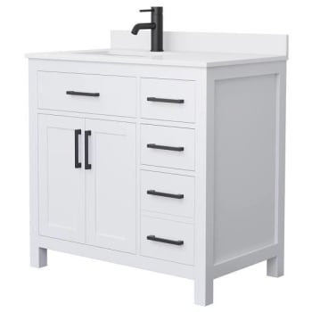 Image for Wyndham Beckett 36" White Single Vanity, White Marble Top, Black Trim from HD Supply
