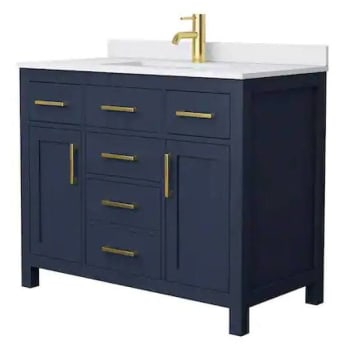 Image for Wyndham Beckett 42" Dark Blue Single Vanity, White Marble Top from HD Supply
