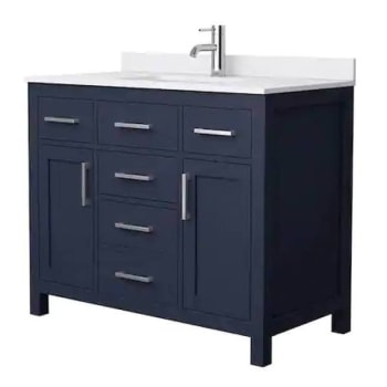 Image for Wyndham Beckett 42" Dark Blue Single Vanity, White Marble Top, Nickel Trim from HD Supply