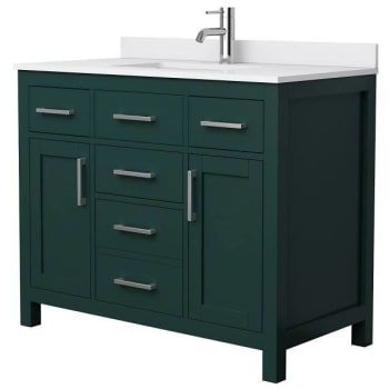 Image for Wyndham Beckett 42" Green Single Vanity, White Marble Top, Nickel Trim from HD Supply
