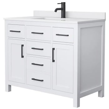 Image for Wyndham Beckett 42" White Single Vanity, White Marble Top, Black Trim from HD Supply