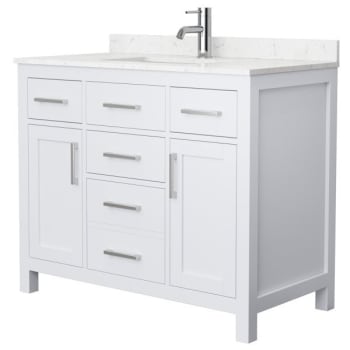 Image for Wyndham Beckett 42" White Single Vanity, Carrara Marble Top from HD Supply