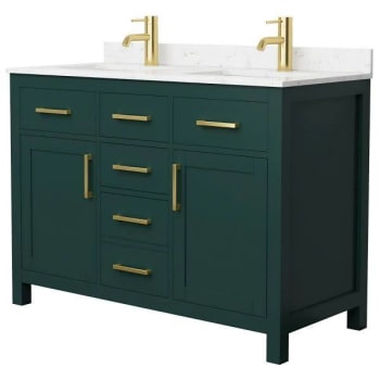 Image for Wyndham Beckett 48" Green Double Vanity, Carrara Marble Top, Gold Trim from HD Supply