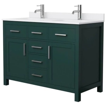 Image for Wyndham Beckett 48" Green Double Vanity, White Marble Top, Nickel Trim from HD Supply