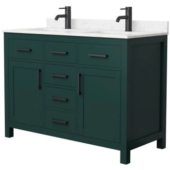 Image for Wyndham Beckett 48" Green Double Vanity, Carrara Marble Top, Black Trim from HD Supply