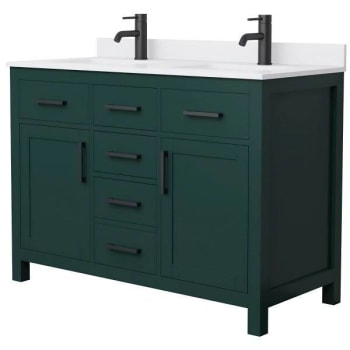 Image for Wyndham Beckett 48" Green Double Vanity, White Marble Top, Black Trim from HD Supply