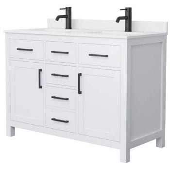 Image for Wyndham Beckett 48" White Double Vanity, White Marble Top, Black Trim from HD Supply