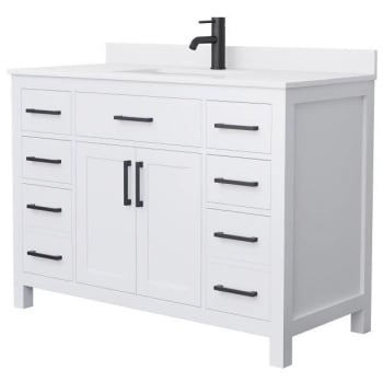Image for Wyndham Beckett 48" White Single Vanity, White Marble Top, Black Trim from HD Supply
