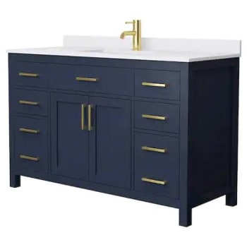 Image for Wyndham Beckett 54" Dark Blue Single Vanity, White Marble Top from HD Supply