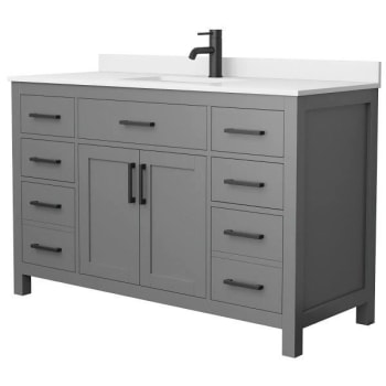 Image for Wyndham Beckett 54" Dark Gray Single Vanity, White Marble Top, Black Trim from HD Supply