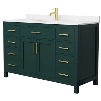 Image for Wyndham Beckett 54" Green Single Vanity, Carrara Marble Top, Gold Trim from HD Supply