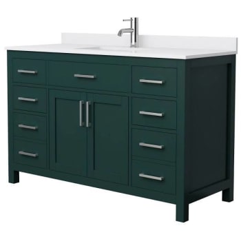 Image for Wyndham Beckett 54" Green Single Vanity, White Marble Top, Nickel Trim from HD Supply