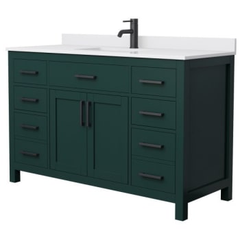 Image for Wyndham Beckett 54" Green Single Vanity, White Marble Top, Black Trim from HD Supply