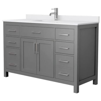 Image for Wyndham Beckett 54" Dark Gray Single Vanity, White Marble Top from HD Supply