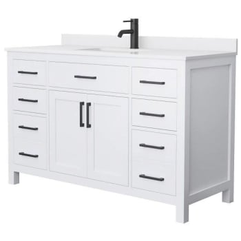 Image for Wyndham Beckett 54" White Single Vanity, White Marble Top, Black Trim from HD Supply