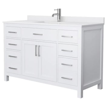 Image for Wyndham Beckett 54" White Single Vanity, White Marble Top from HD Supply