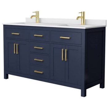 Image for Wyndham Beckett 60" Dark Blue Double Vanity, White Marble Top from HD Supply