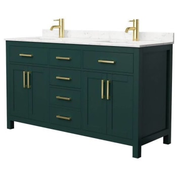 Image for Wyndham Beckett 60" Green Double Vanity, Carrara Marble Top, Gold Trim from HD Supply