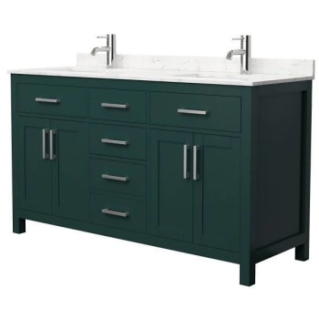 Image for Wyndham Beckett 60" Green Double Vanity, Carrara Marble Top, Nickel Trim from HD Supply