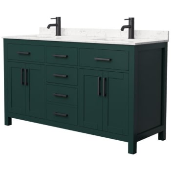 Image for Wyndham Beckett 60" Green Double Vanity, Carrara Marble Top, Black Trim from HD Supply