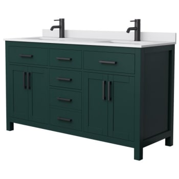 Image for Wyndham Beckett 60" Green Double Vanity, White Marble Top, Black Trim from HD Supply