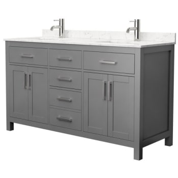 Image for Wyndham Beckett 60" Dark Gray Double Vanity, Carrara Marble Top from HD Supply