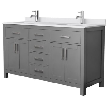 Image for Wyndham Beckett 60" Dark Gray Double Vanity, White Marble Top from HD Supply