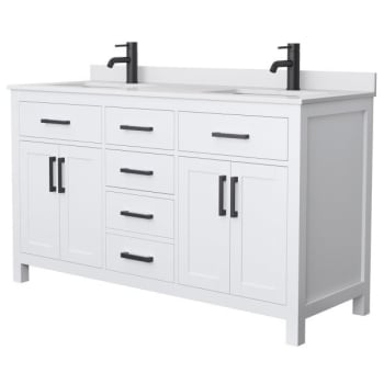 Image for Wyndham Beckett 60" White Double Vanity, White Marble Top, Black Trim from HD Supply