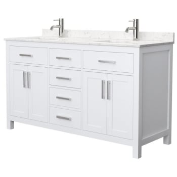 Image for Wyndham Beckett 60" White Double Vanity, Carrara Marble Top from HD Supply