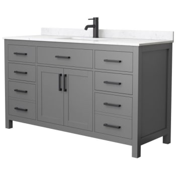 Image for Wyndham Beckett 60" Dark Gray Single Vanity, Carrara Marble Top, Black Trim from HD Supply