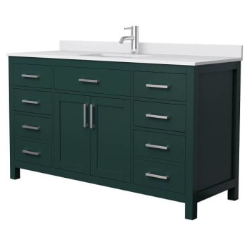 Image for Wyndham Beckett 60" Green Single Vanity, White Marble Top, Nickel Trim from HD Supply