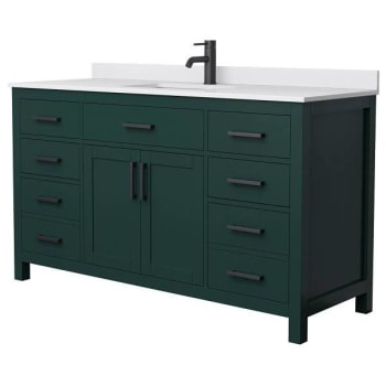 Image for Wyndham Beckett 60" Green Single Vanity, White Marble Top, Black Trim from HD Supply