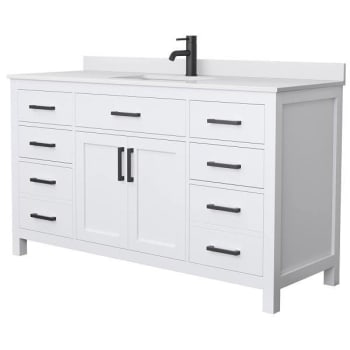 Image for Wyndham Beckett 60" White Single Vanity, White Marble Top, Black Trim from HD Supply
