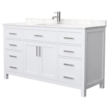 Image for Wyndham Beckett 60" White Single Vanity, Carrara Marble Top from HD Supply