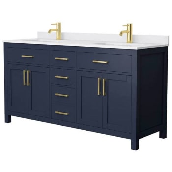 Image for Wyndham Beckett 66" Dark Blue Double Vanity, White Marble Top from HD Supply