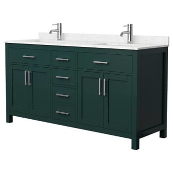 Image for Wyndham Beckett 66" Green Double Vanity, Carrara Marble Top, Nickel Trim from HD Supply