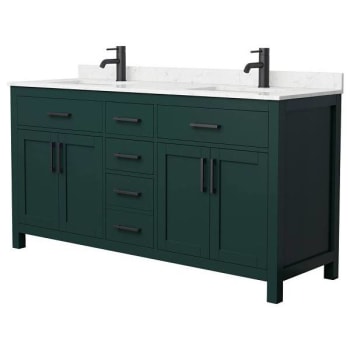Image for Wyndham Beckett 66" Green Double Vanity, Carrara Marble Top, Black Trim from HD Supply