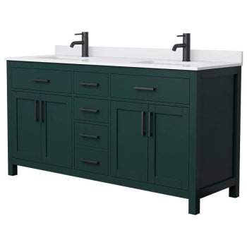 Image for Wyndham Beckett 66" Green Double Vanity, White Marble Top, Black Trim from HD Supply