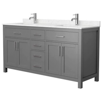 Image for Wyndham Beckett 66" Dark Gray Double Vanity, Carrara Marble Top from HD Supply