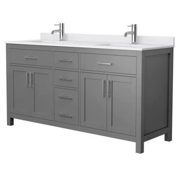 Image for Wyndham Beckett 66" Dark Gray Double Vanity, White Marble Top from HD Supply