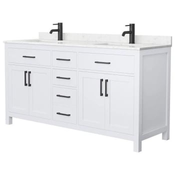 Image for Wyndham Beckett 66" White Double Vanity, Carrara Marble Top,black Trim from HD Supply