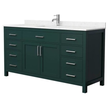 Image for Wyndham Beckett 66" Green Single Vanity, Carrara Marble Top, Nickel Trim from HD Supply