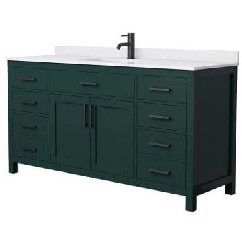 Image for Wyndham Beckett 66" Green Single Vanity, White Marble Top, Black Trim from HD Supply