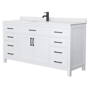 Image for Wyndham Beckett 66" White Single Vanity, White Marble Top, Black Trim from HD Supply