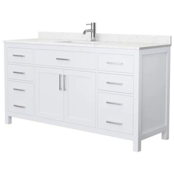 Image for Wyndham Beckett 66" White Single Vanity, Carrara Marble Top from HD Supply