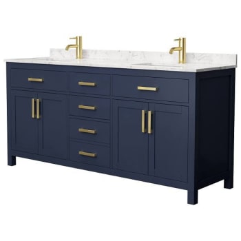 Image for Wyndham Beckett 72" Dark Blue Double Vanity, Carrara Marble Top from HD Supply