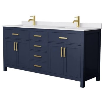 Image for Wyndham Beckett 72" Dark Blue Double Vanity, White Marble Top from HD Supply
