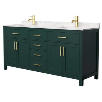 Image for Wyndham Beckett 72" Green Double Vanity, Carrara Marble Top, Gold Trim from HD Supply